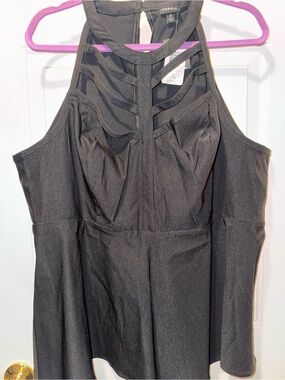 Torrid Black Strappy Halter peplumTop